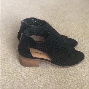 Lucky Brand Black suede open toed bootie